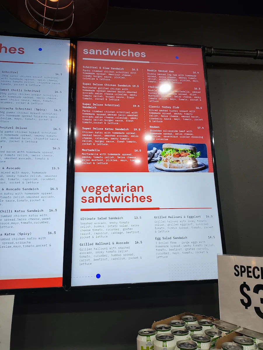 Menu, The sandwich stop