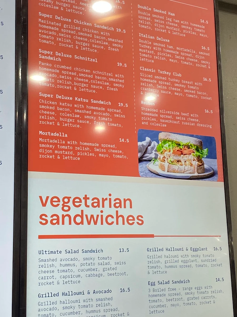 Menu, The sandwich stop