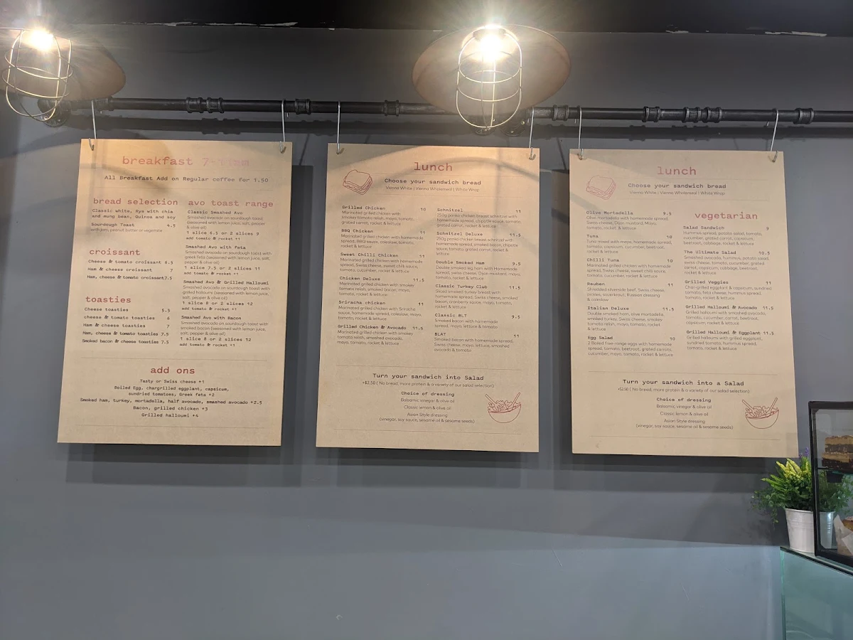 Menu, The sandwich stop