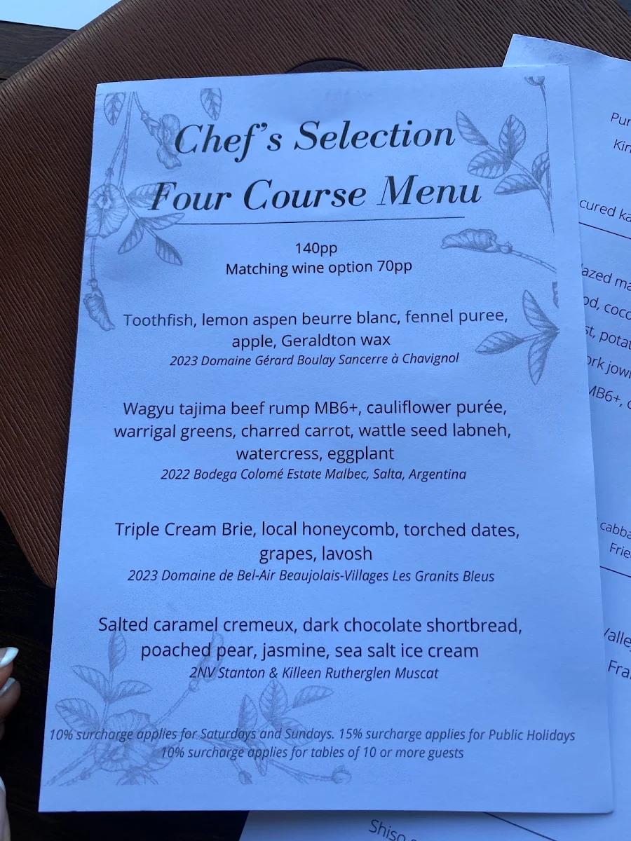 Menu, The Cowrie Restaurant