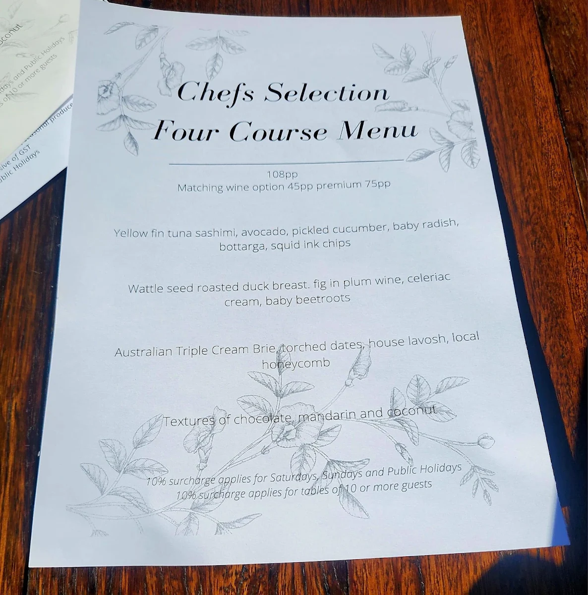 Menu, The Cowrie Restaurant