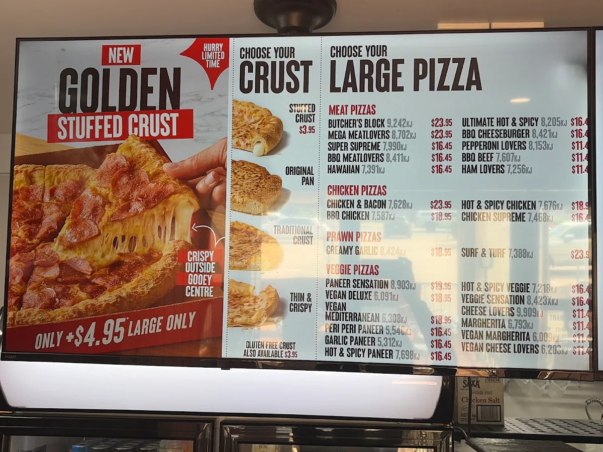 Menu, Pizza Hut Maryborough