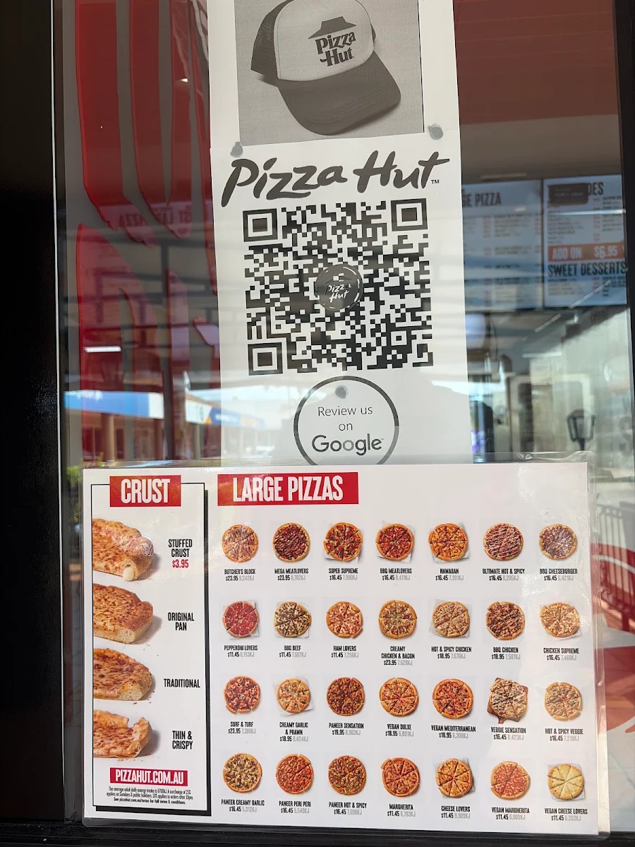 Menu, Pizza Hut Maryborough