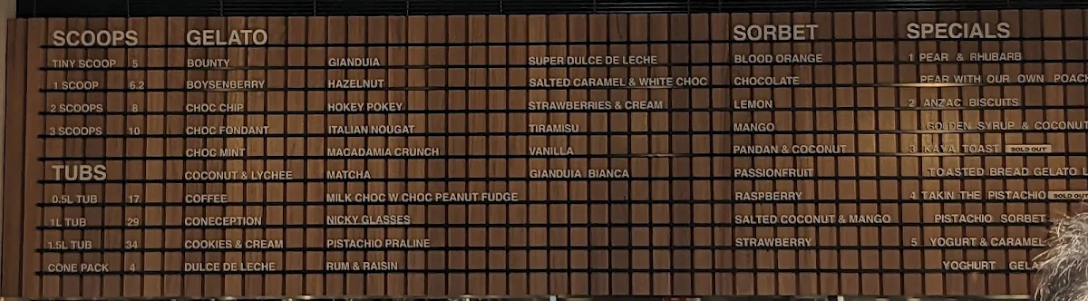 Menu, Gelato Messina Marrickville - Messinaville
