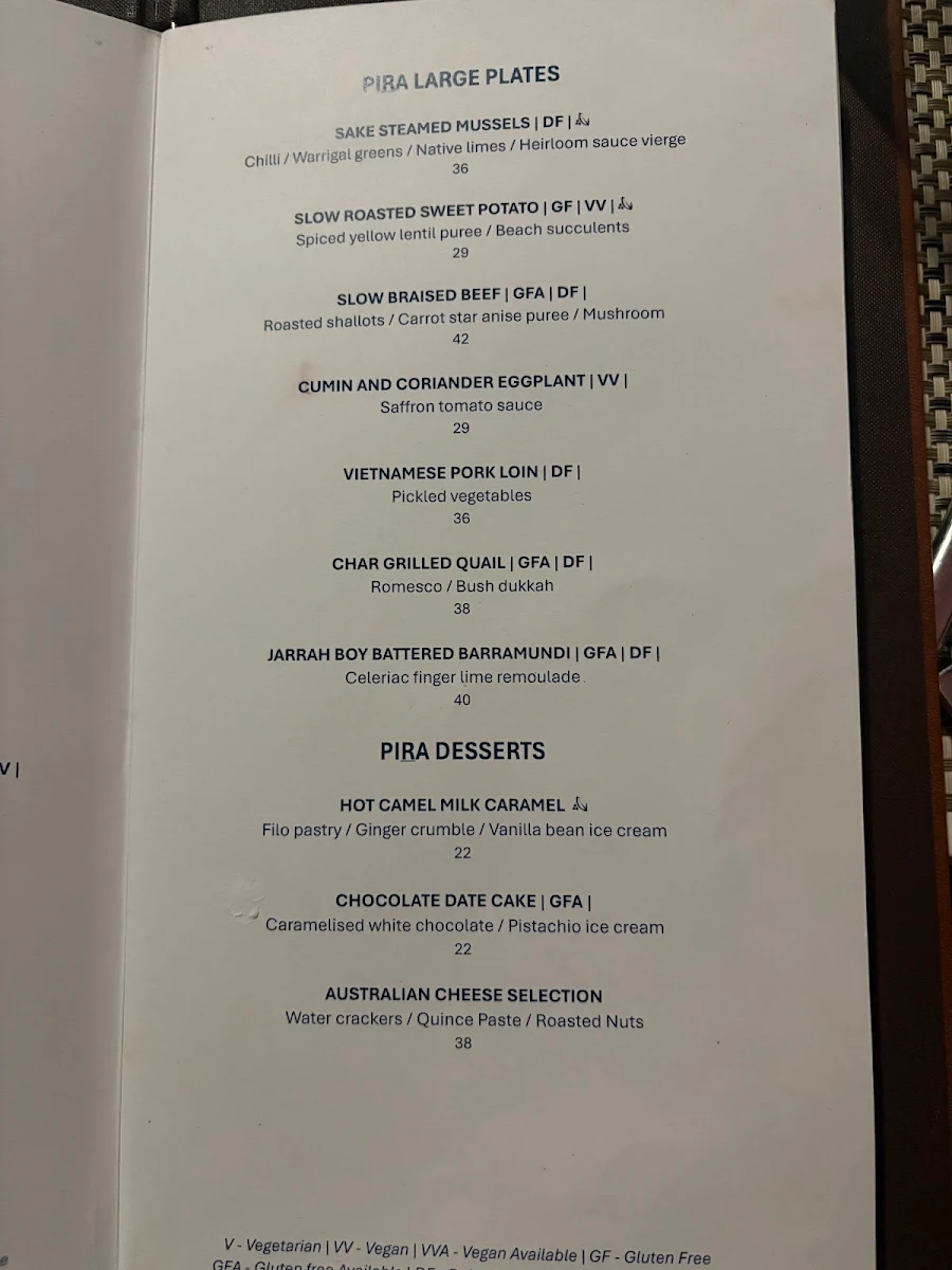 Menu, Pira Pool Bar