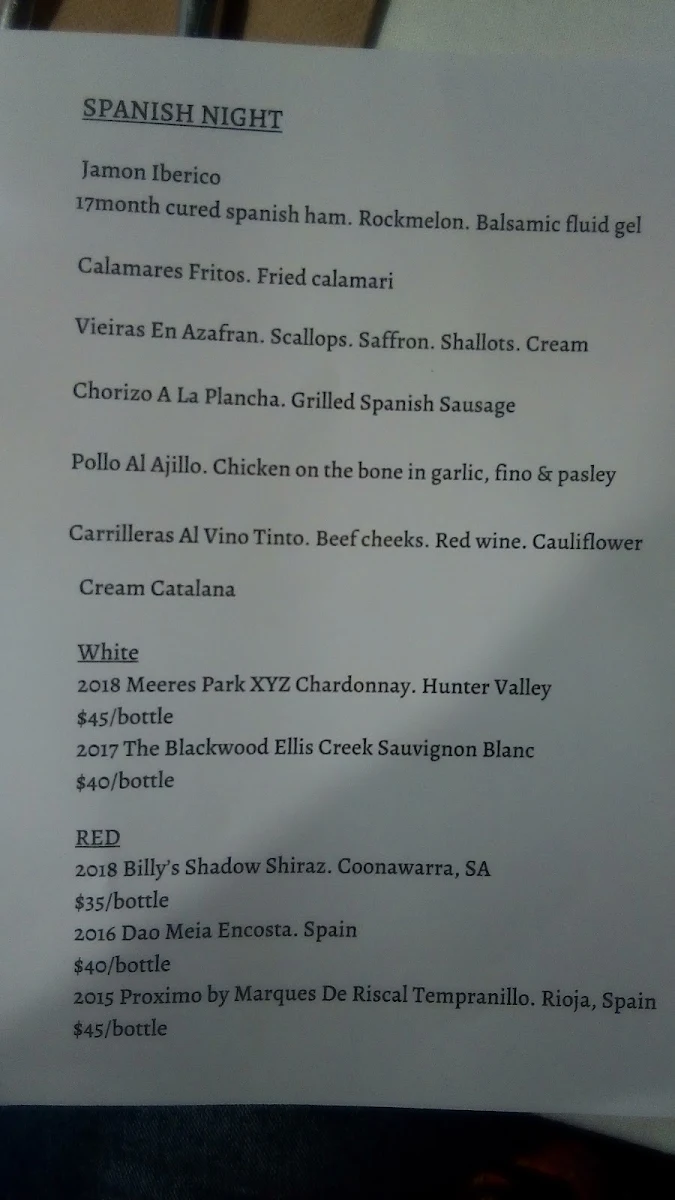 Menu, COYA
