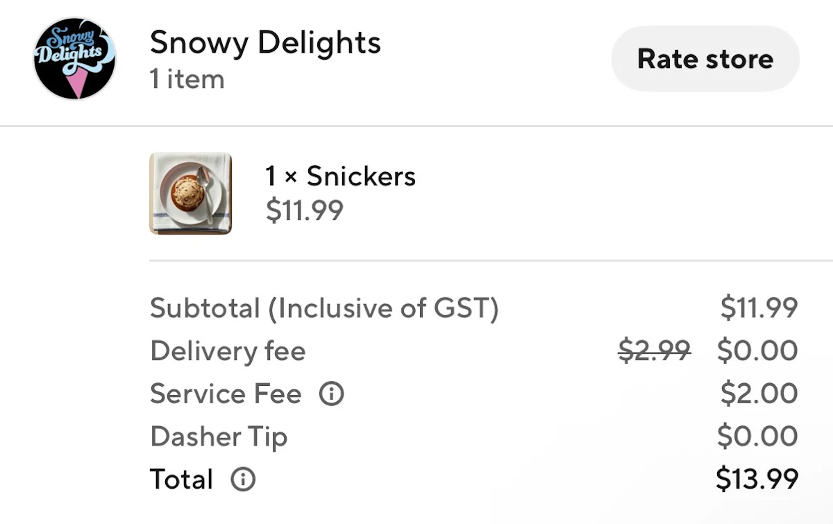 Menu, Snowy Delights