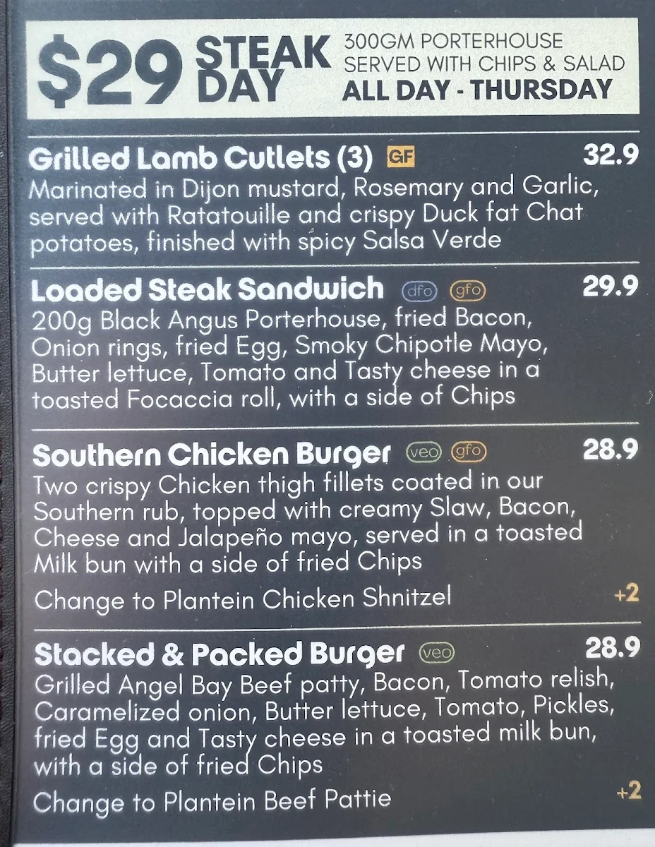 Menu, Fyansford Hotel