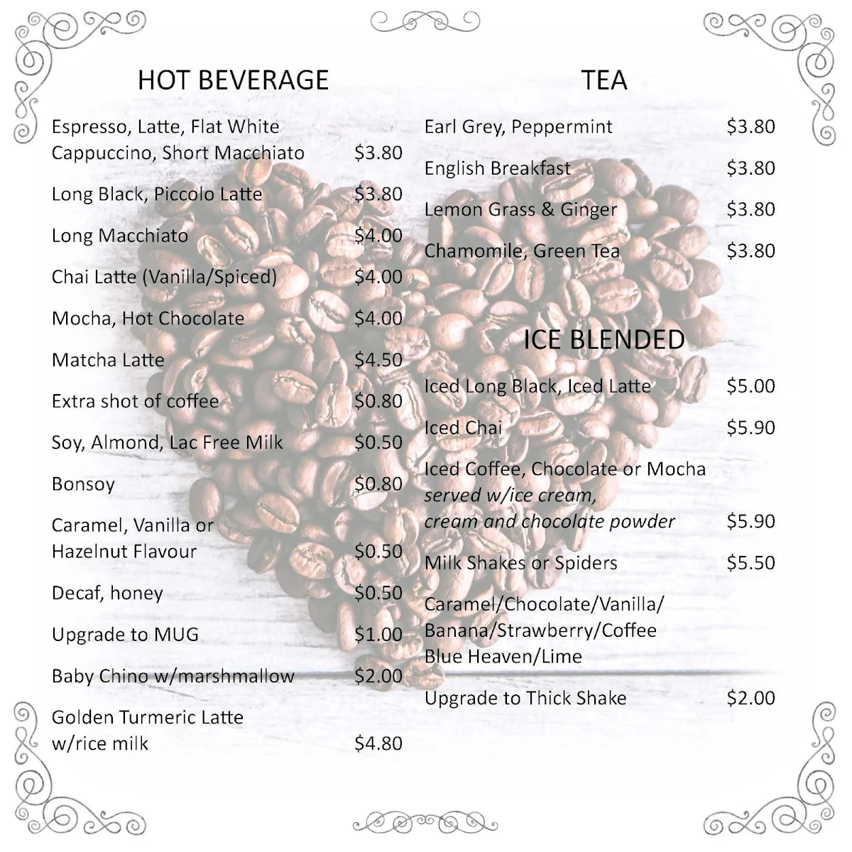 Menu, Lava Cafe Restaurant Bar & Lava Lounge