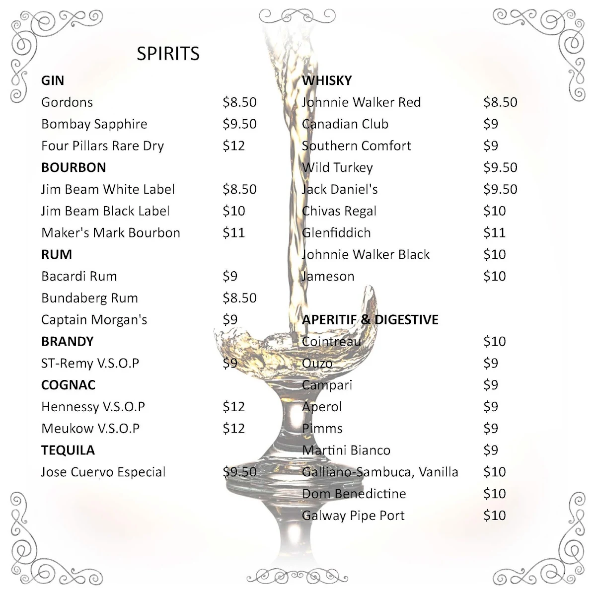 Menu, Lava Cafe Restaurant Bar & Lava Lounge