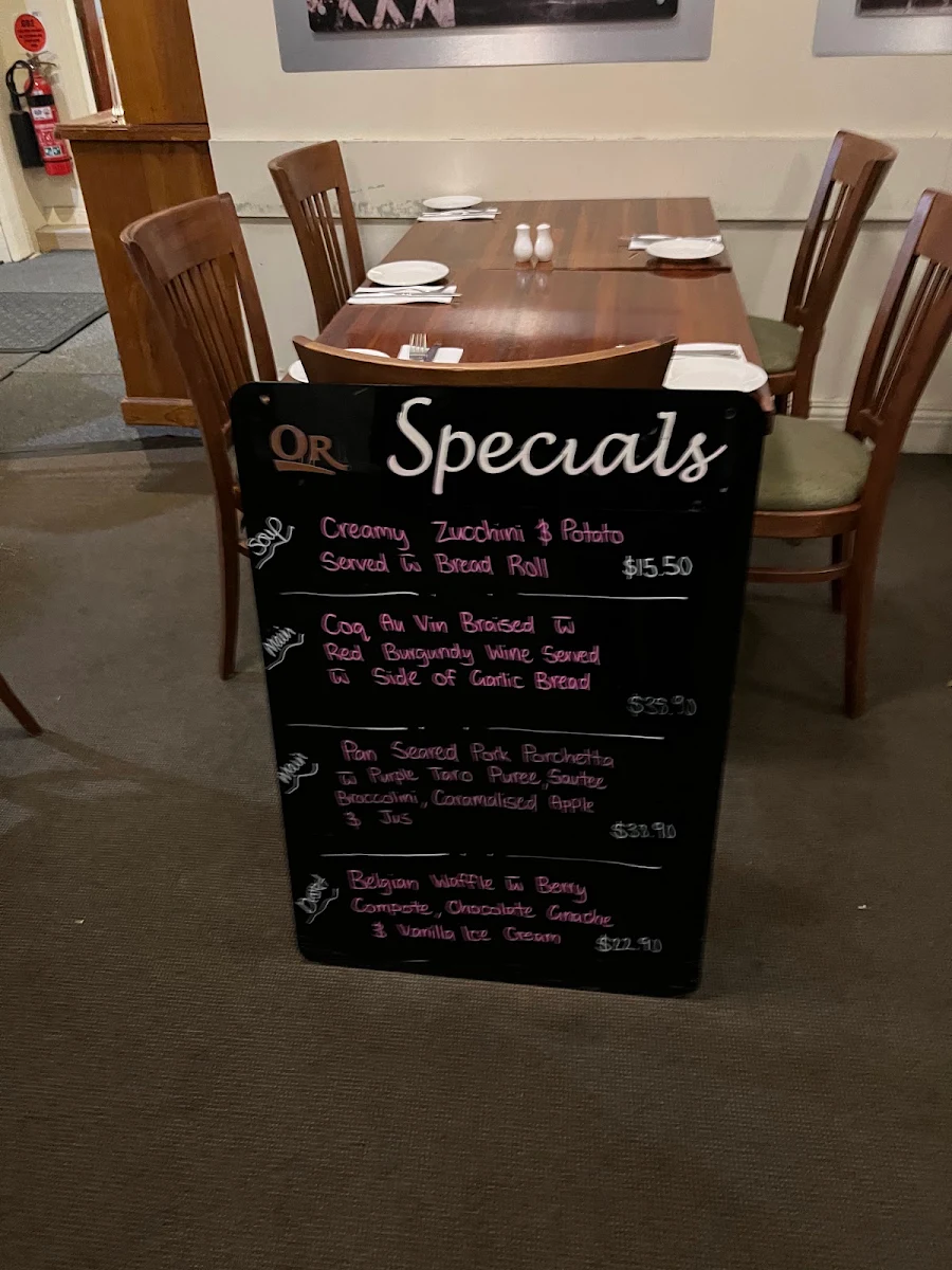 Menu, The Oriental Hotel Springwood