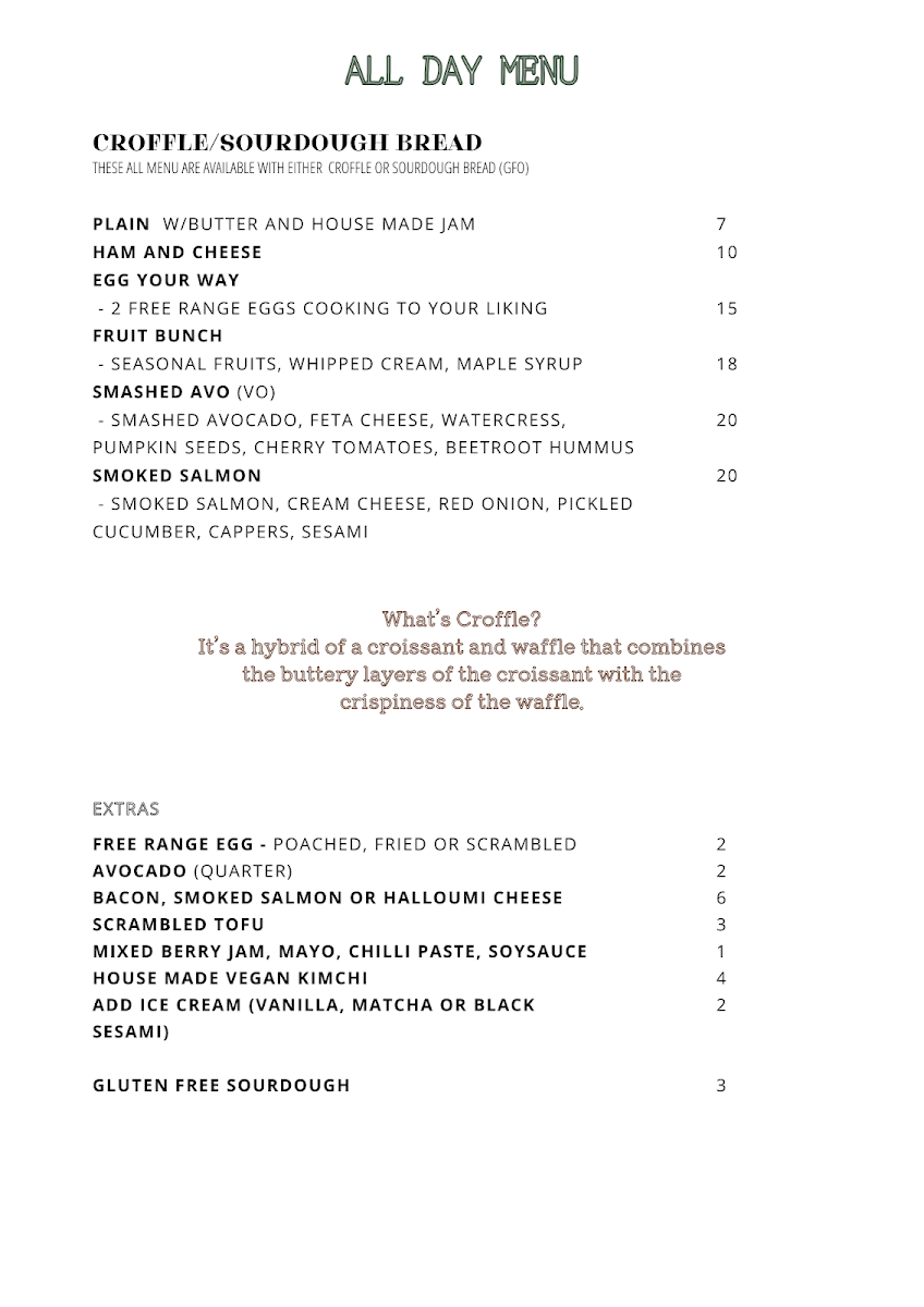 Menu, FOREST Lismore