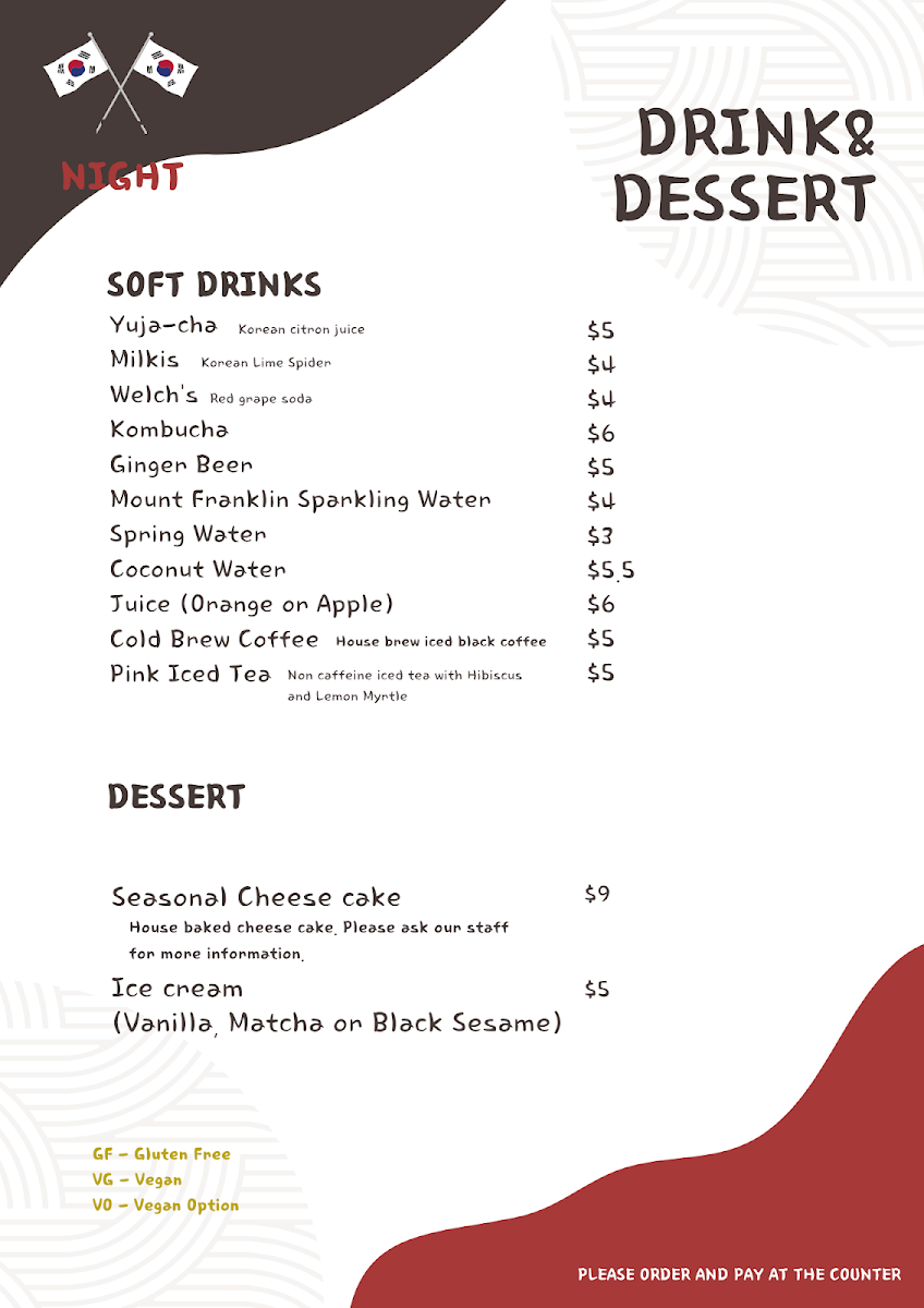 Menu, FOREST Lismore
