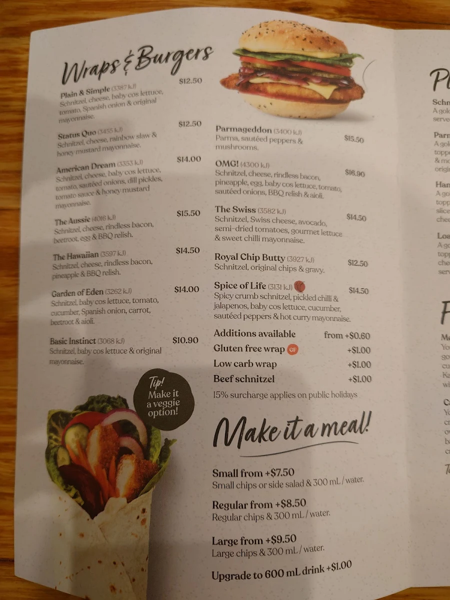 Menu, Schnitz Liverpool