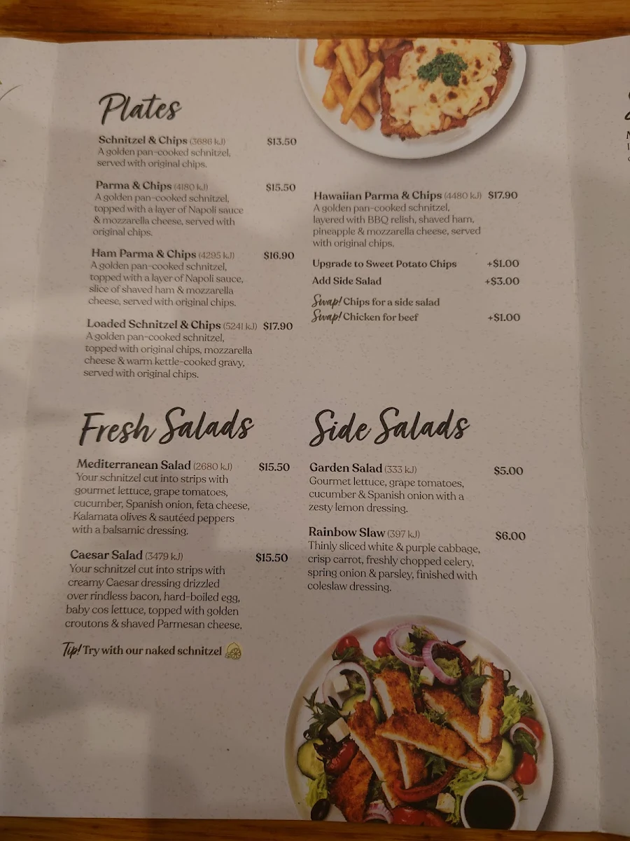 Menu, Schnitz Liverpool