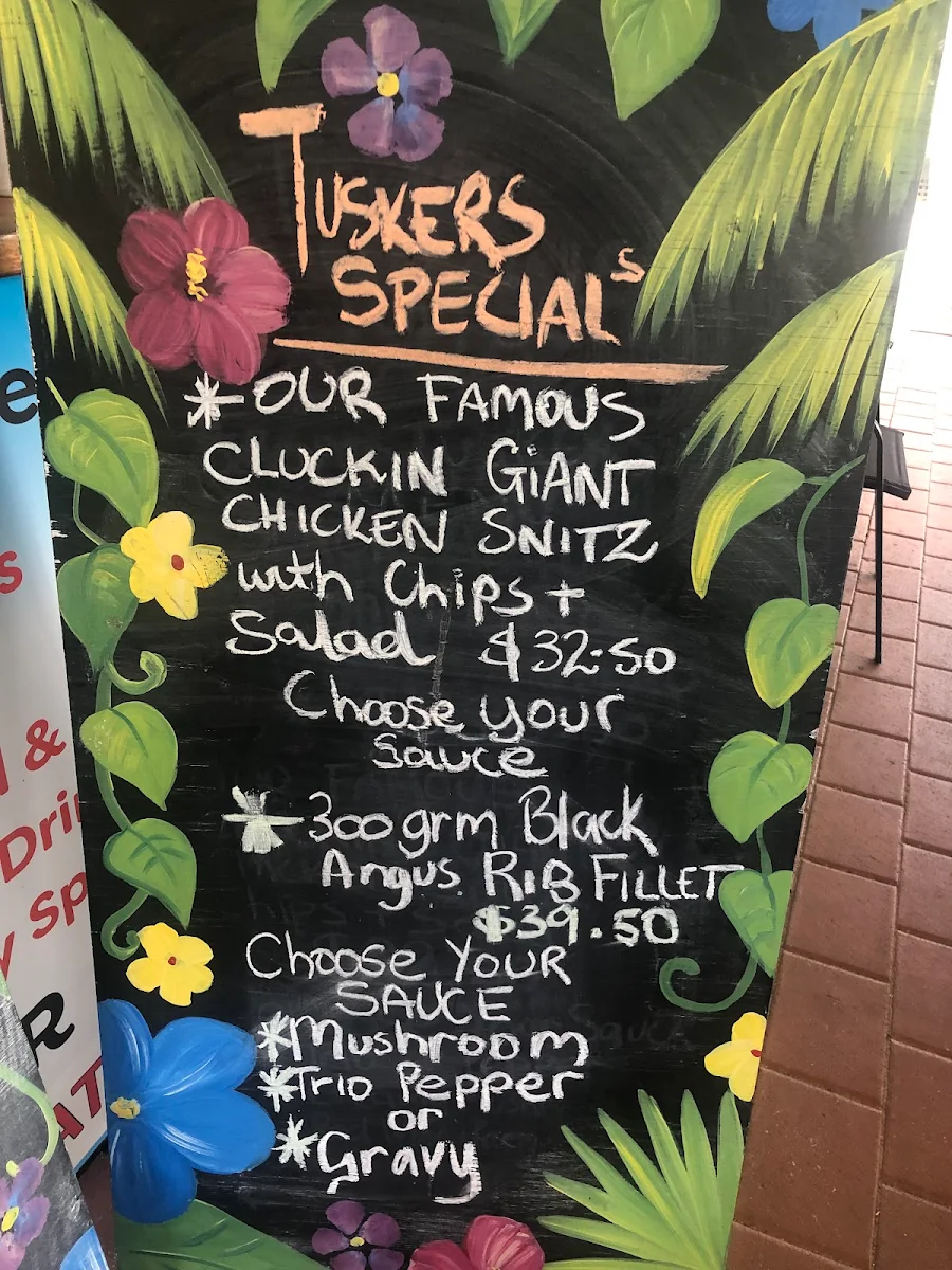 Menu, Tuskers Tuckerbox @ The Beach