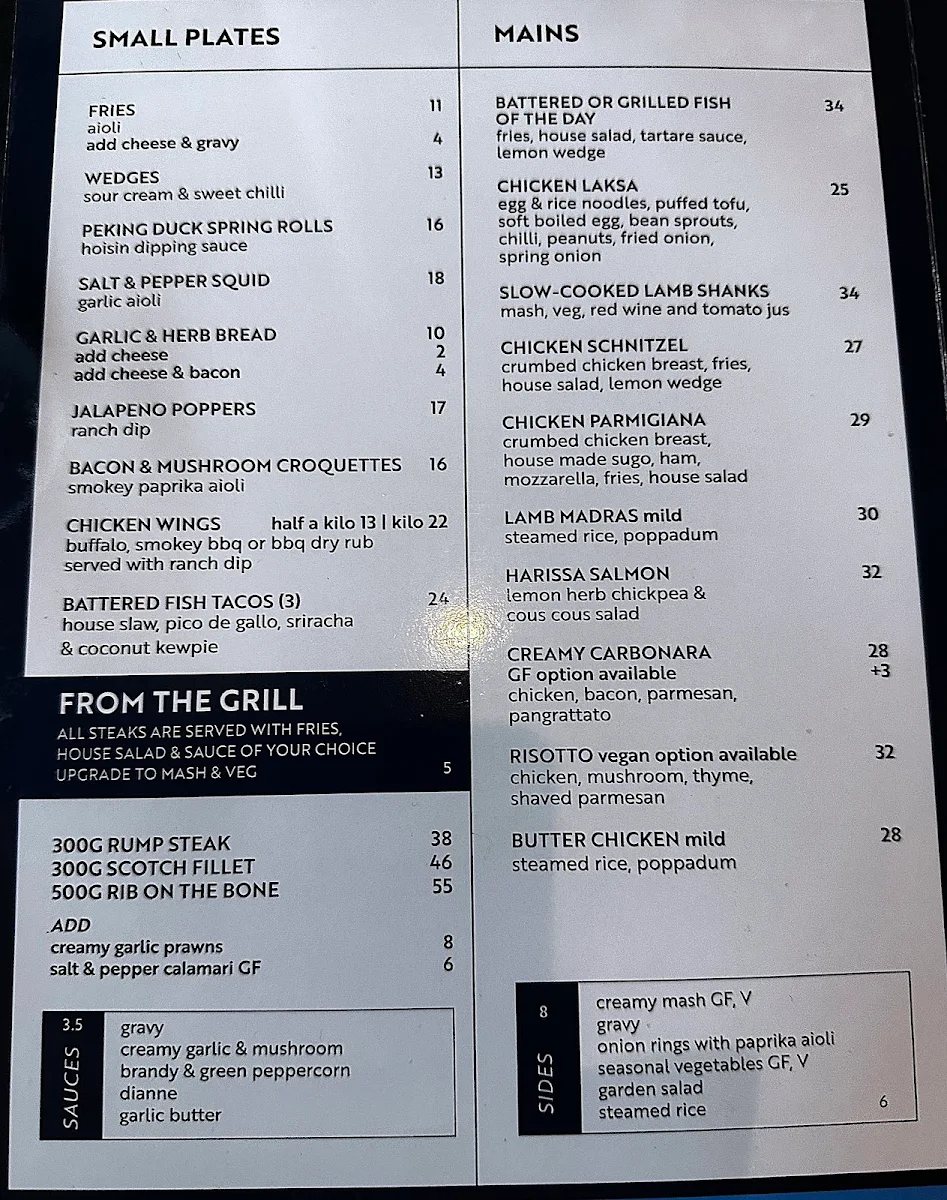 Menu, The Landmark @ Gateway