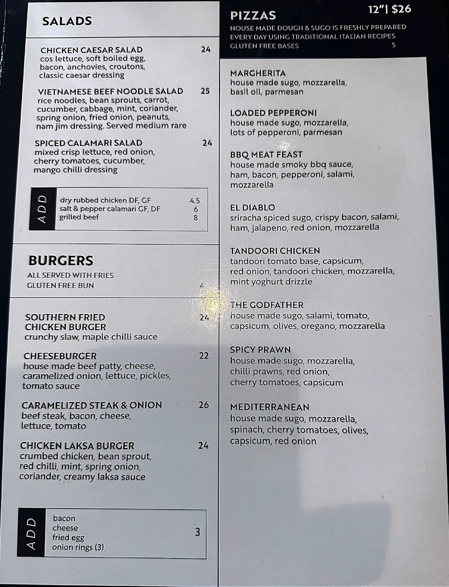 Menu, The Landmark @ Gateway