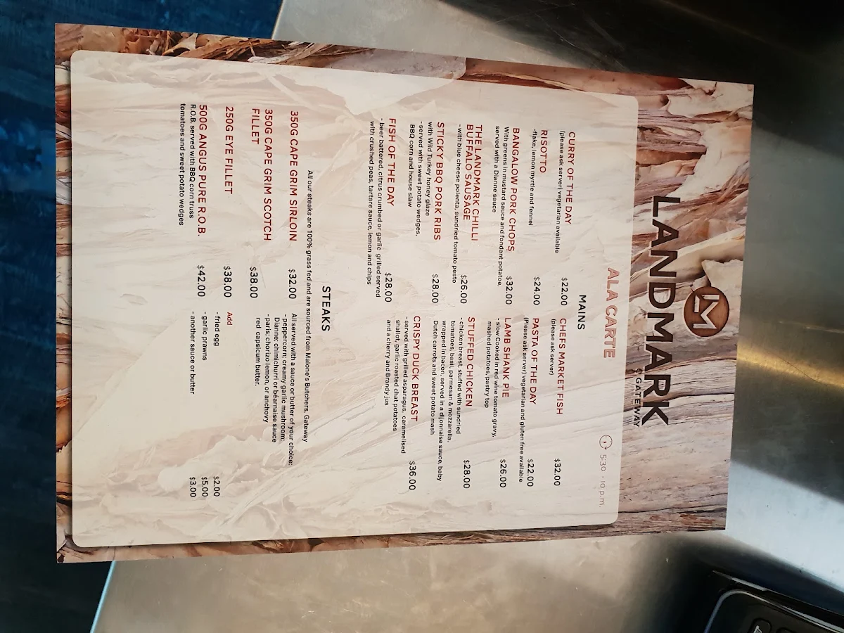 Menu, The Landmark @ Gateway