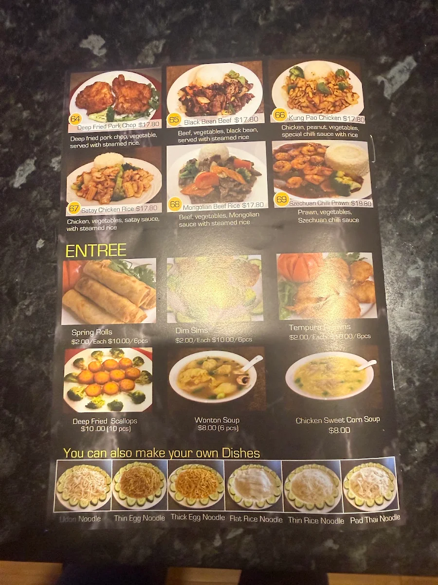 Menu, Noodle Paradise Goulburn