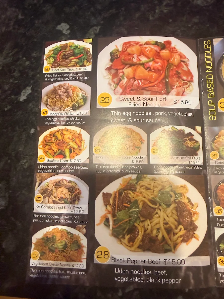 Menu, Noodle Paradise Goulburn