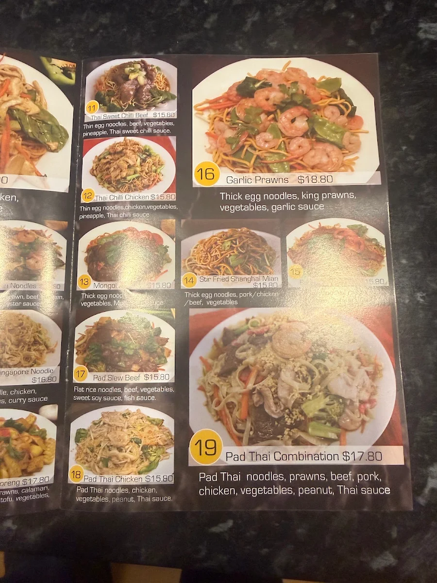 Menu, Noodle Paradise Goulburn