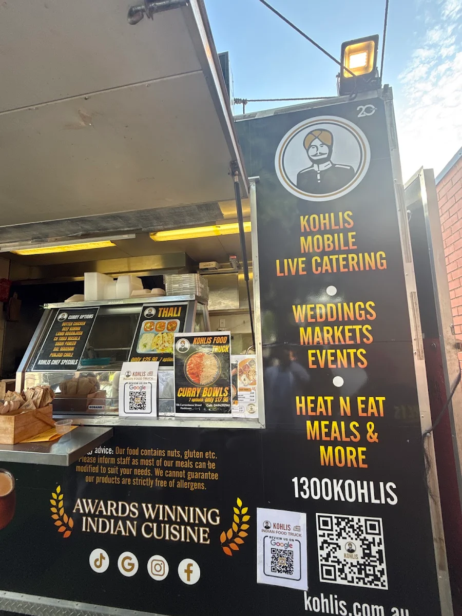 Menu, Kohlis Indian Food Truck