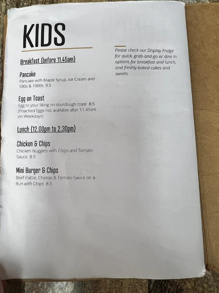 Menu, Little Stones Cafe