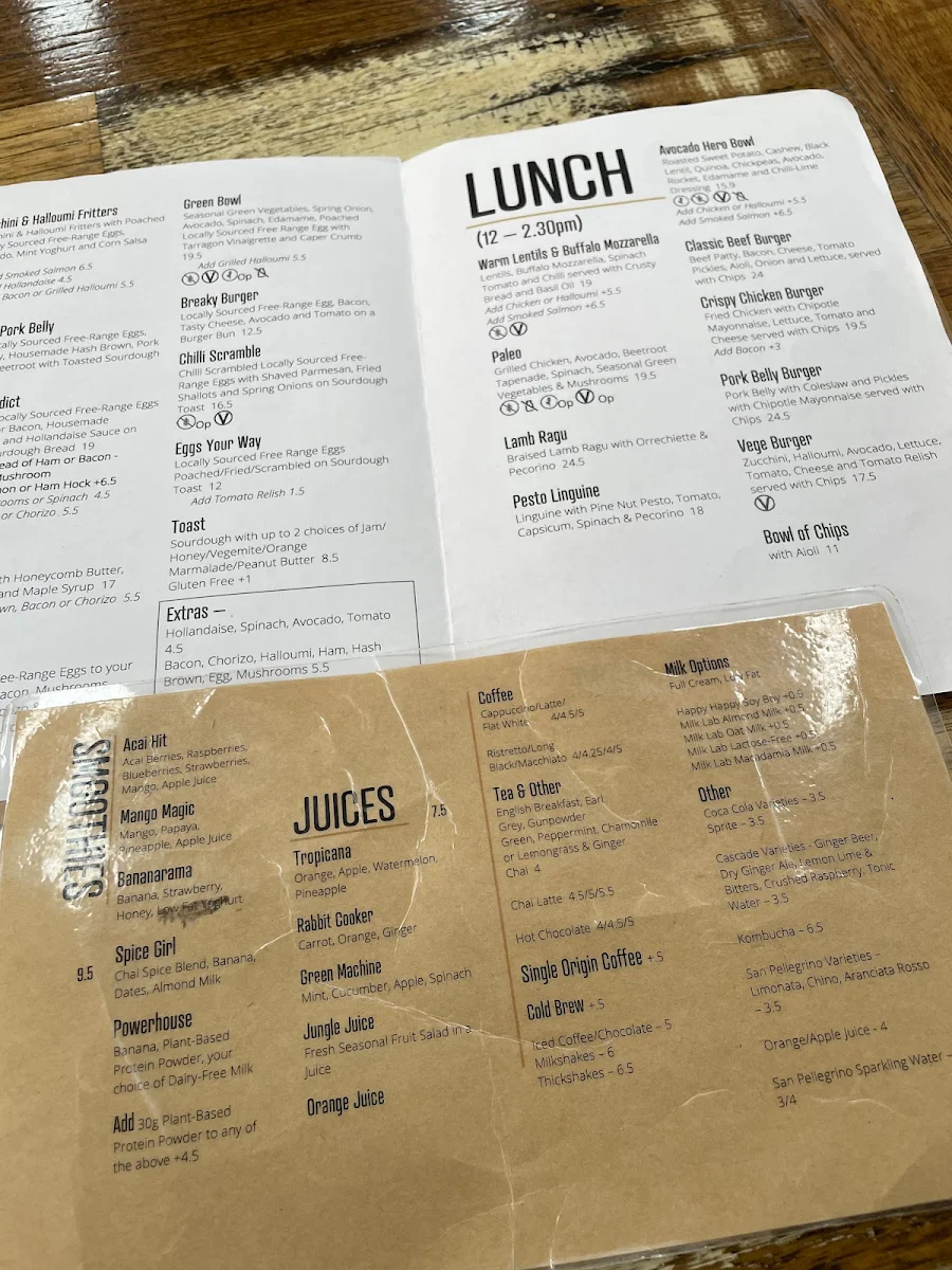 Menu, Little Stones Cafe