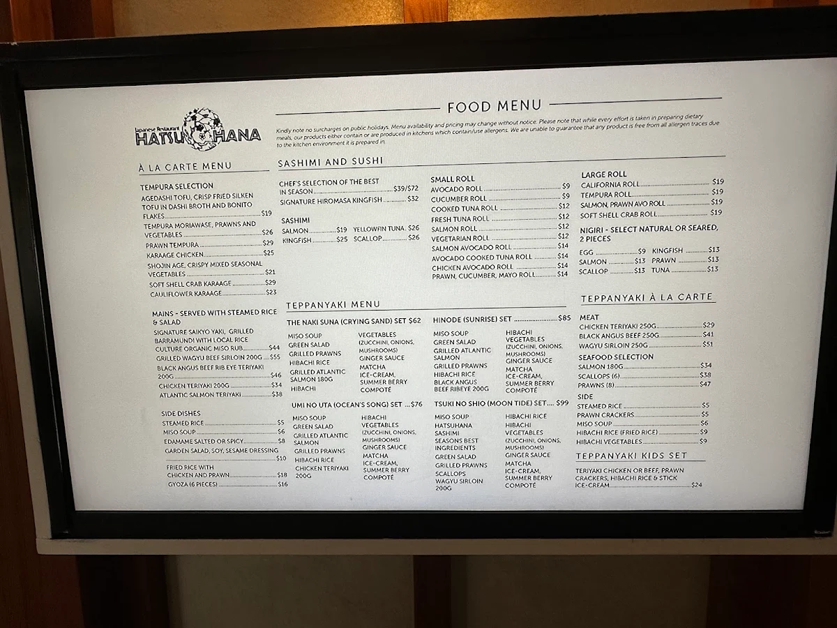 Menu, Alfresco Italian Restaurant