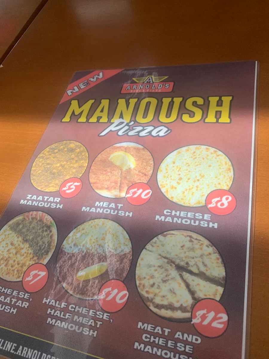 Menu, Arnold's Ribs Pizza