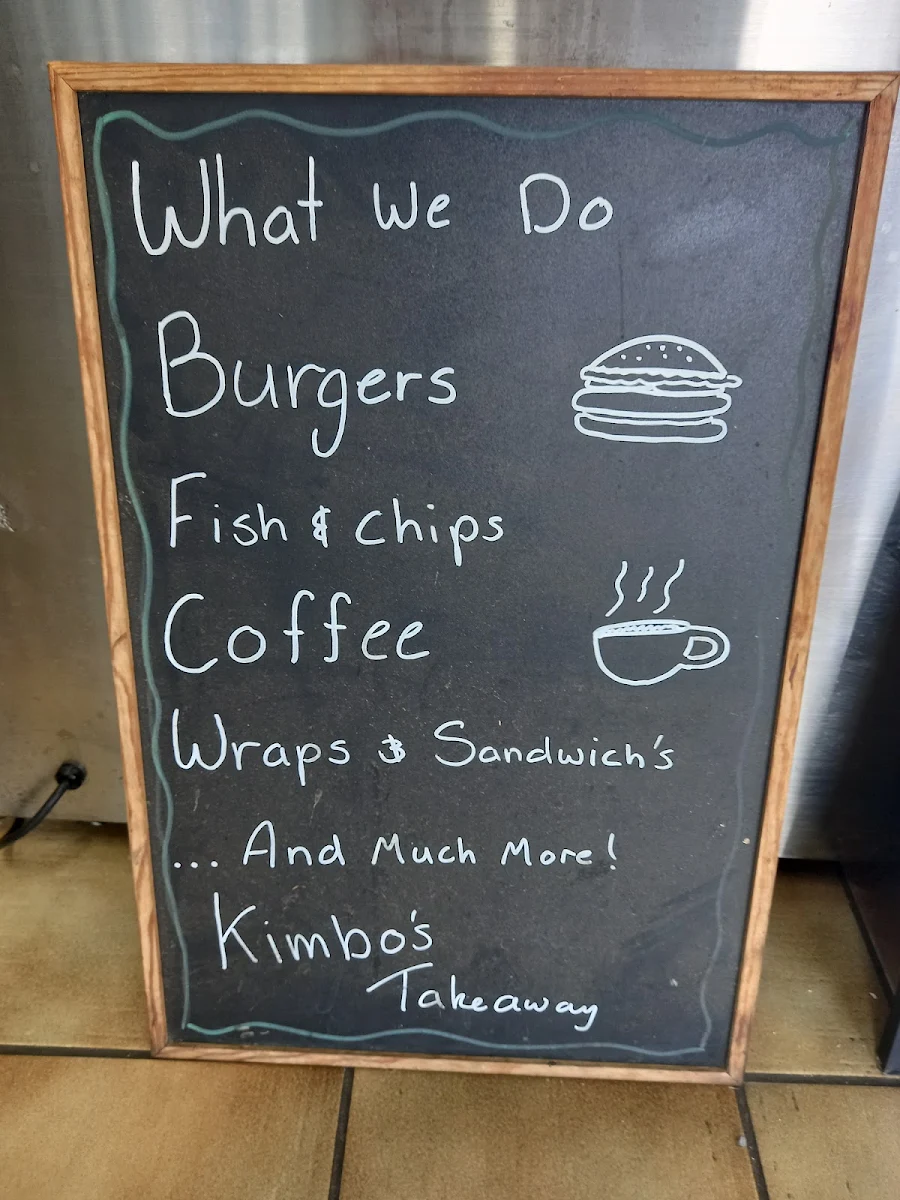 Menu, Kimbo's Takeaway