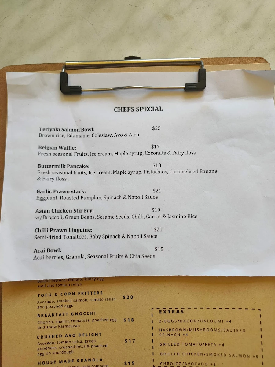 Menu, Fink Cafe