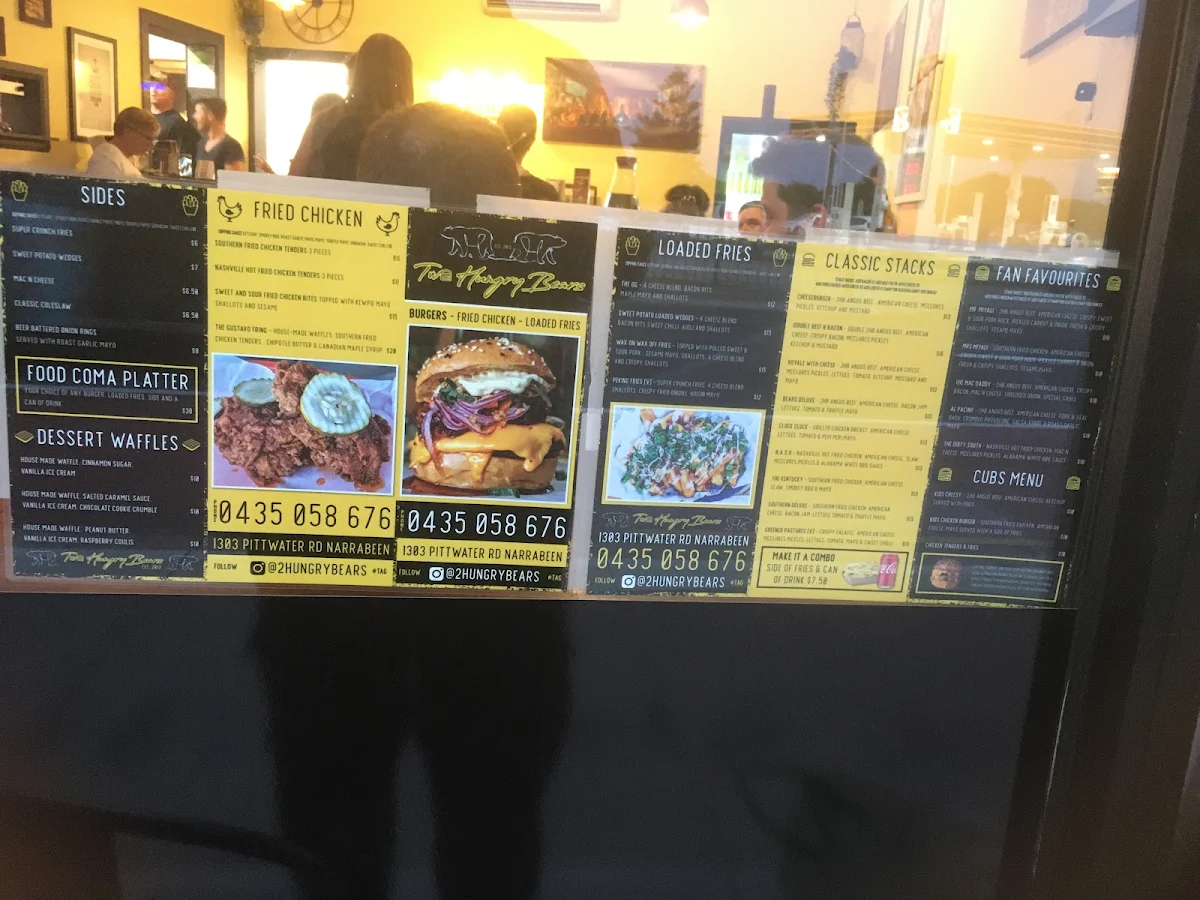 Menu, Two Hungry Bears Narrabeen