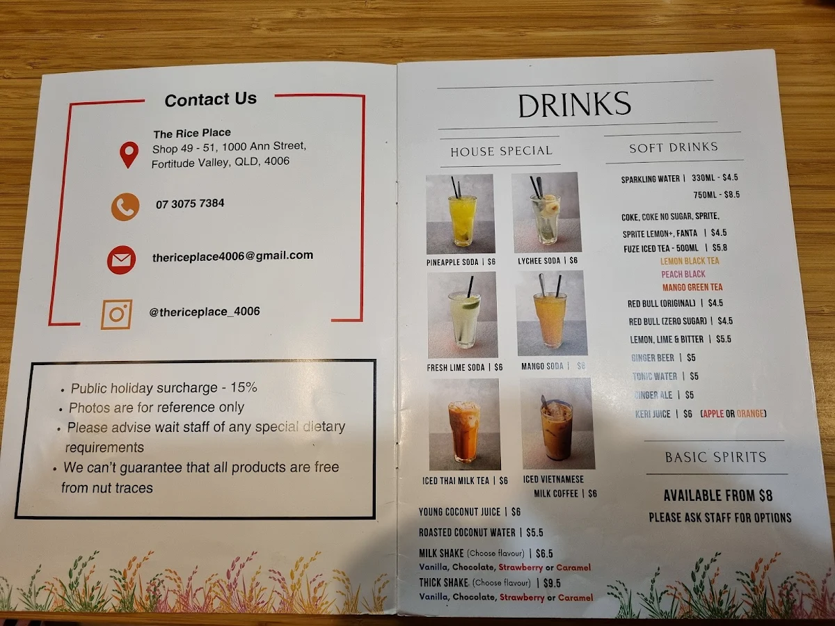 Menu, The Rice Place - Asian Kitchen