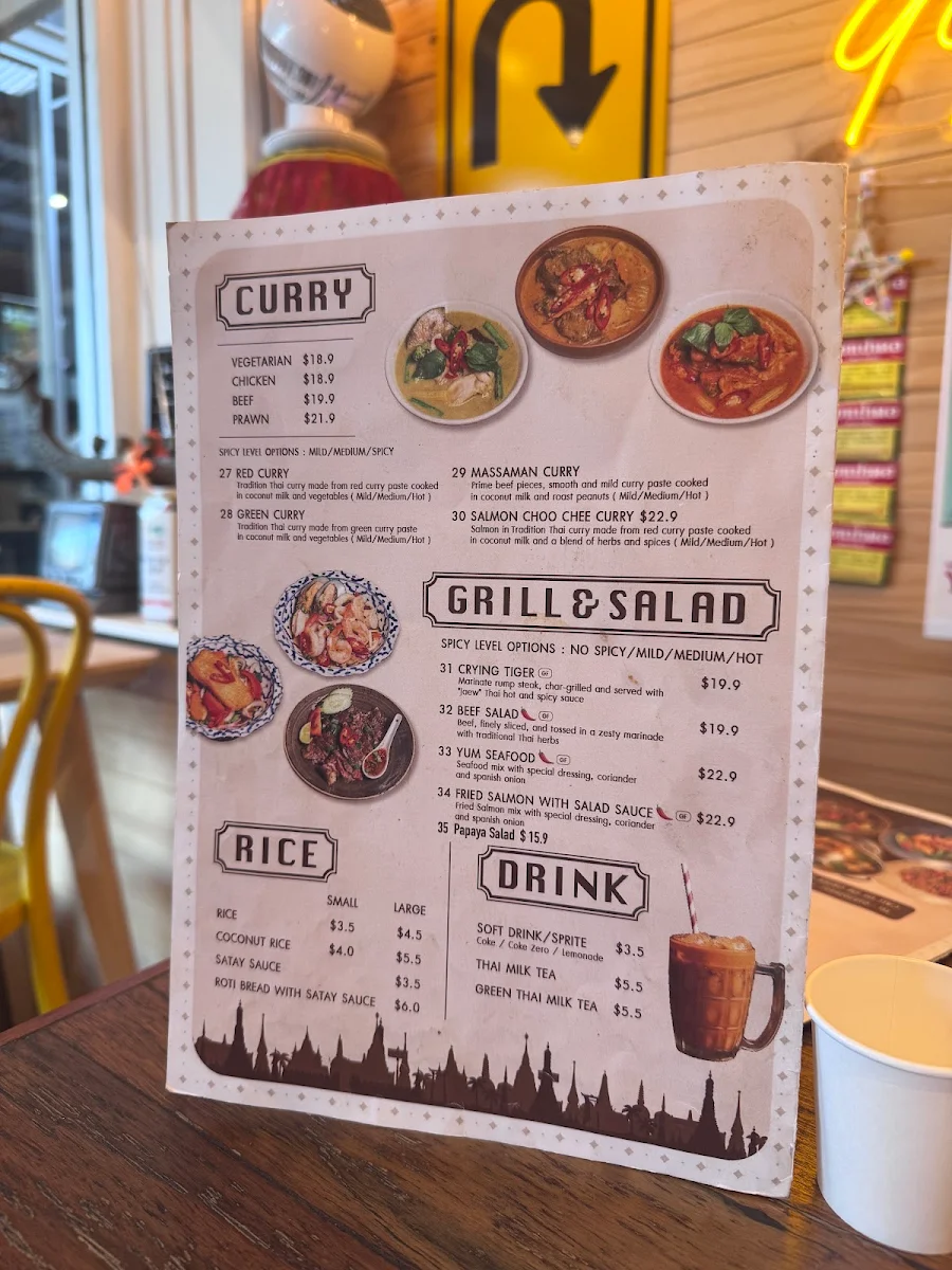 Menu, 99 Thai Street Food