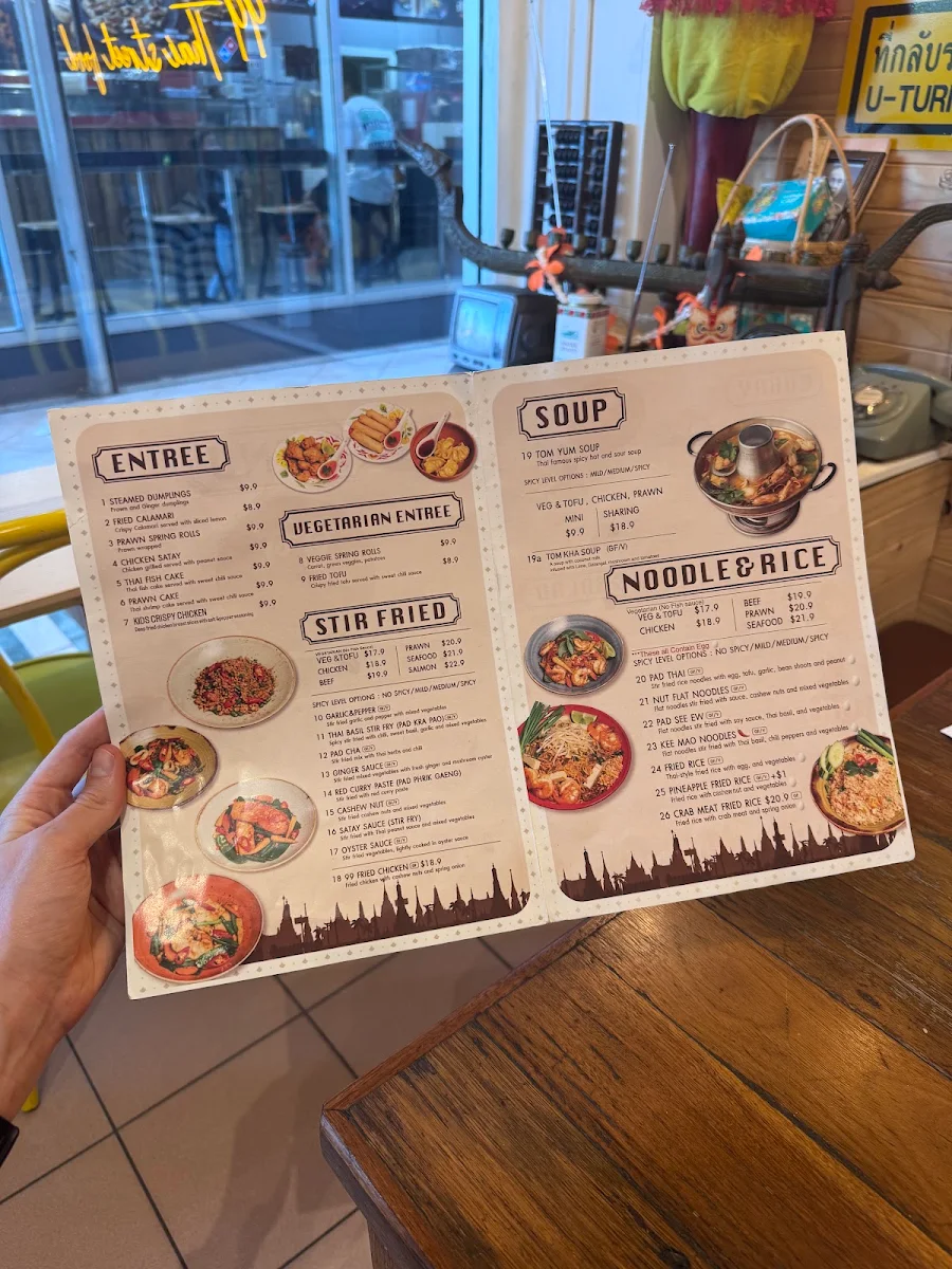 Menu, 99 Thai Street Food