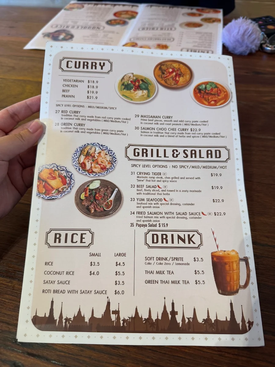 Menu, 99 Thai Street Food