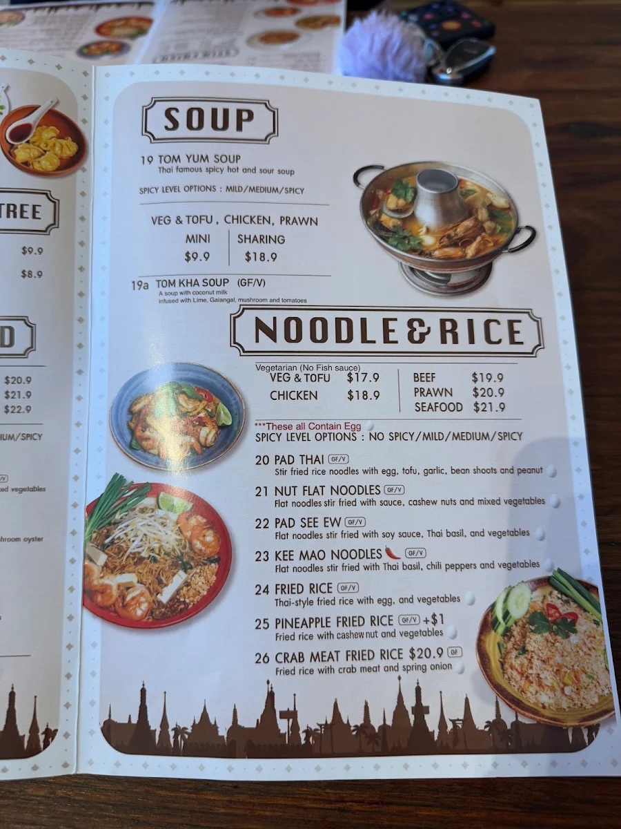 Menu, 99 Thai Street Food