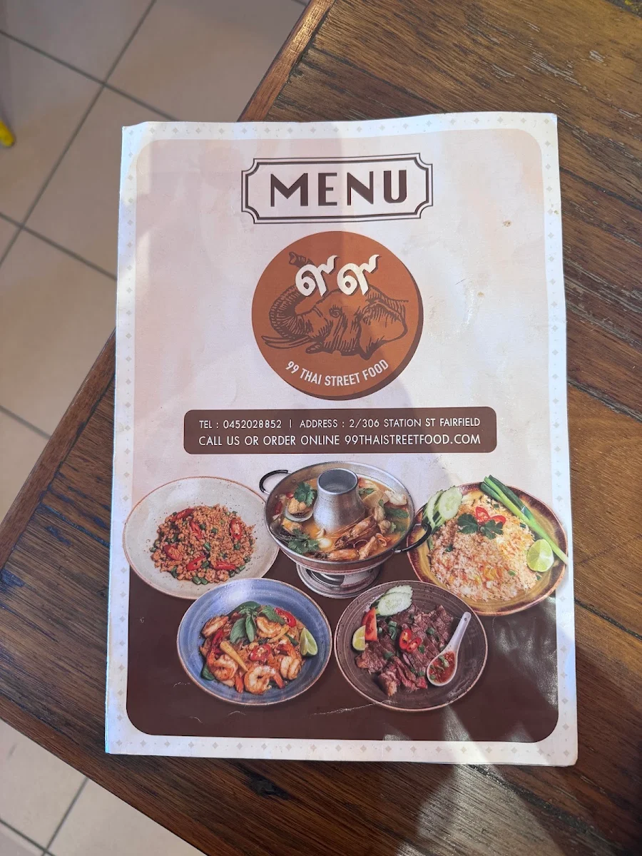 Menu, 99 Thai Street Food