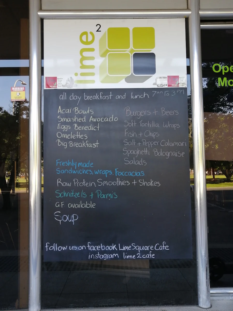 Menu, Lime 2 Café
