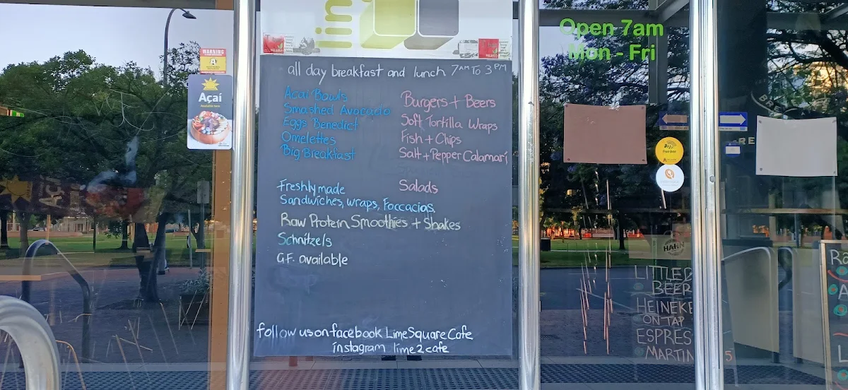 Menu, Lime 2 Café