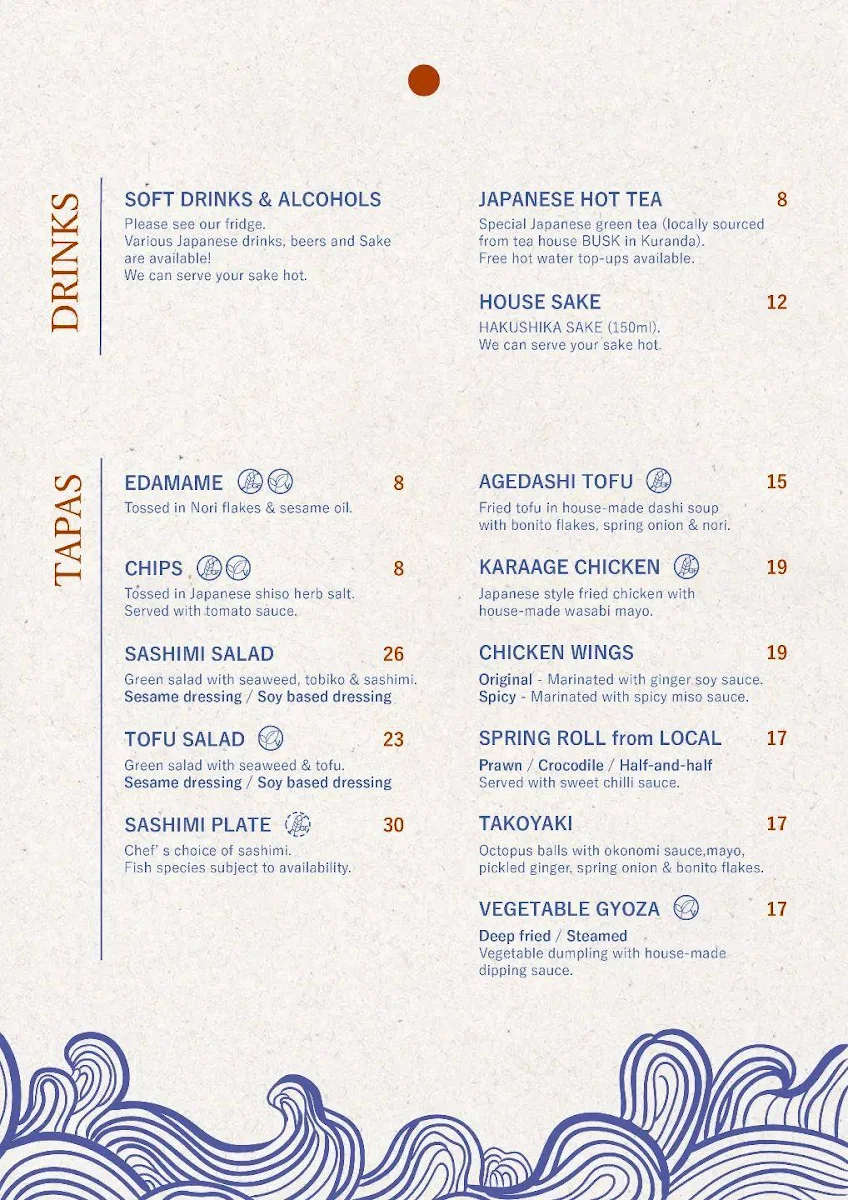 Menu, Darumaya Port Douglas
