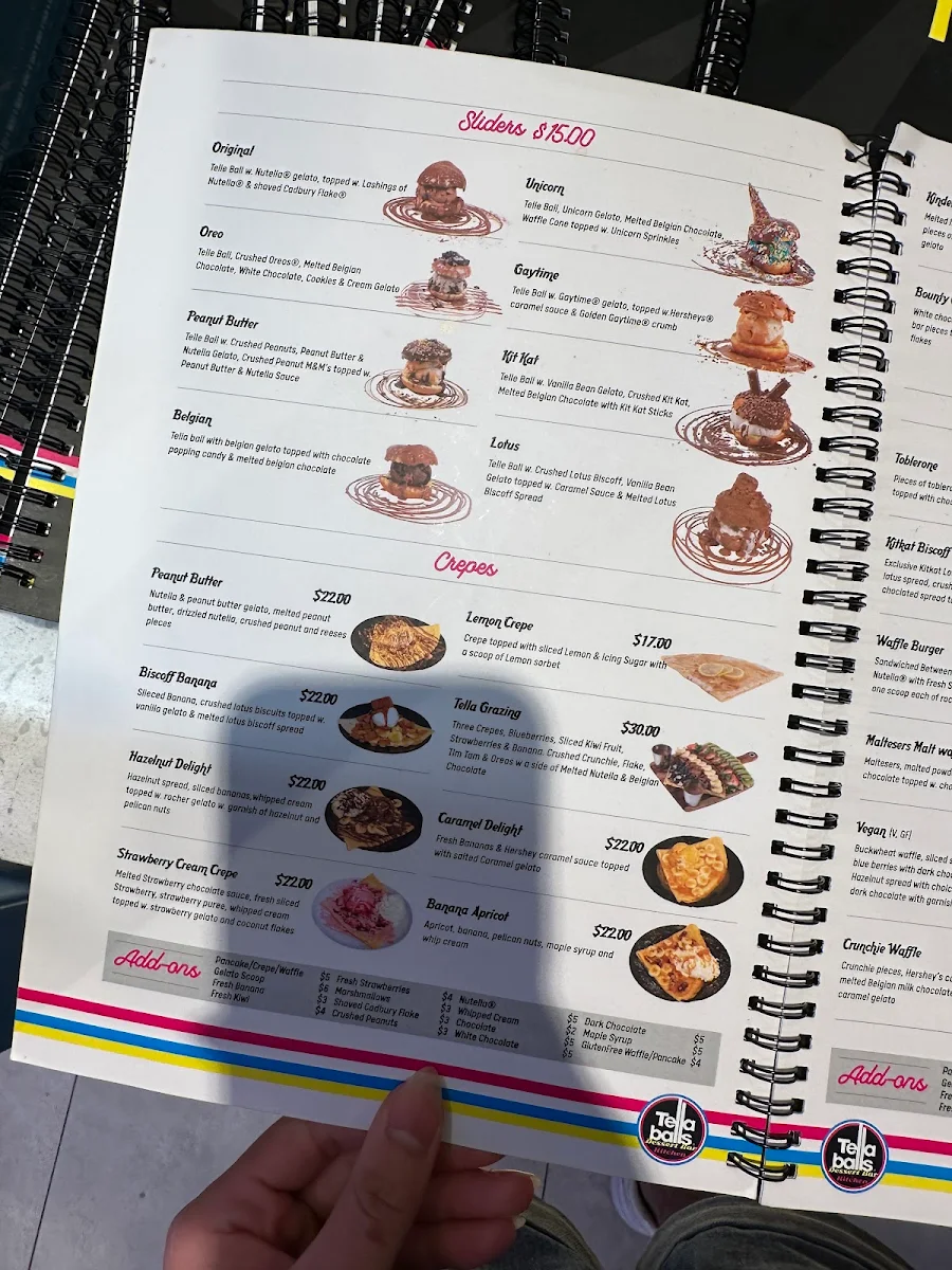 Menu, Tella Balls Dulwich Hill
