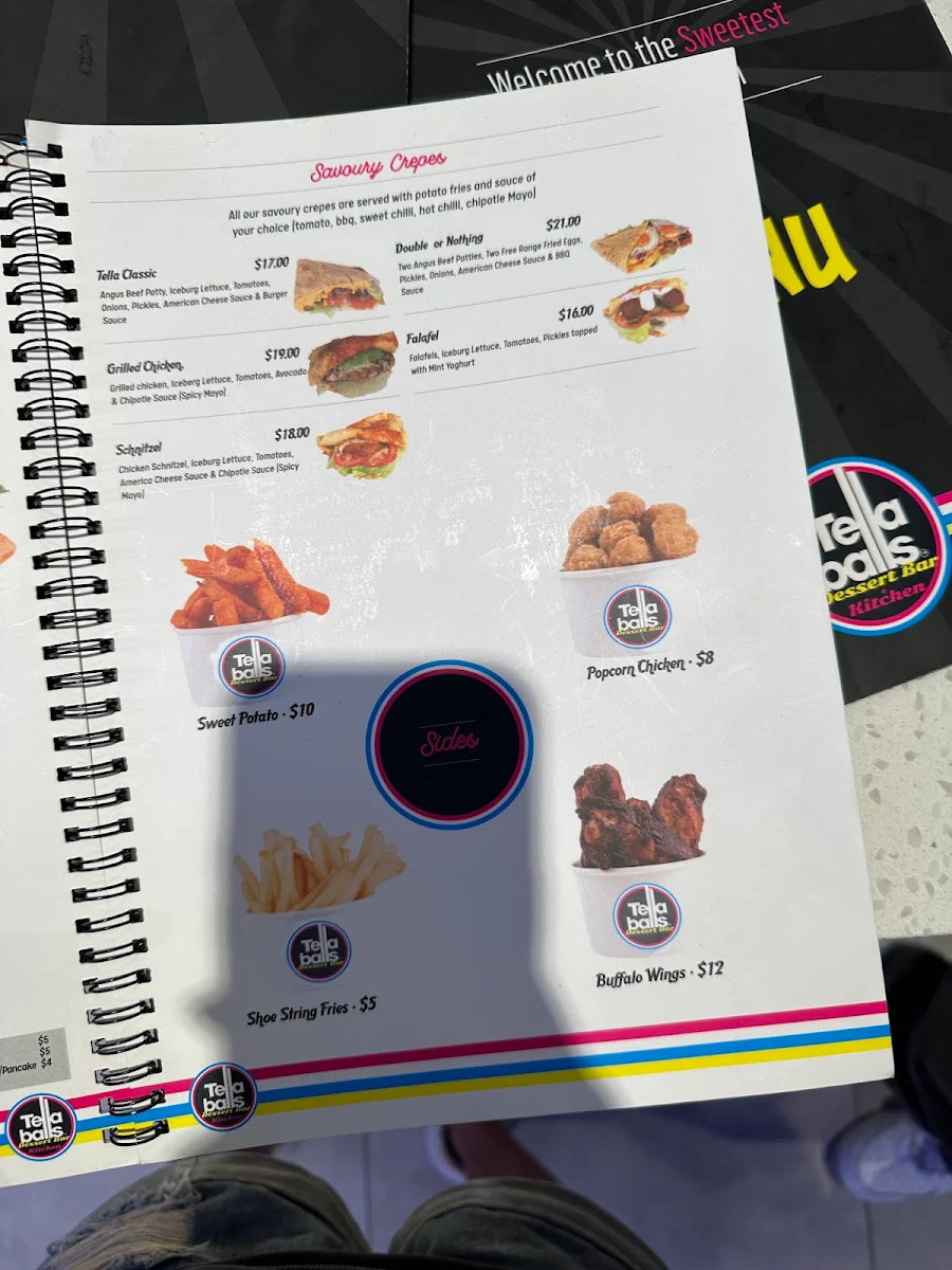 Menu, Tella Balls Dulwich Hill