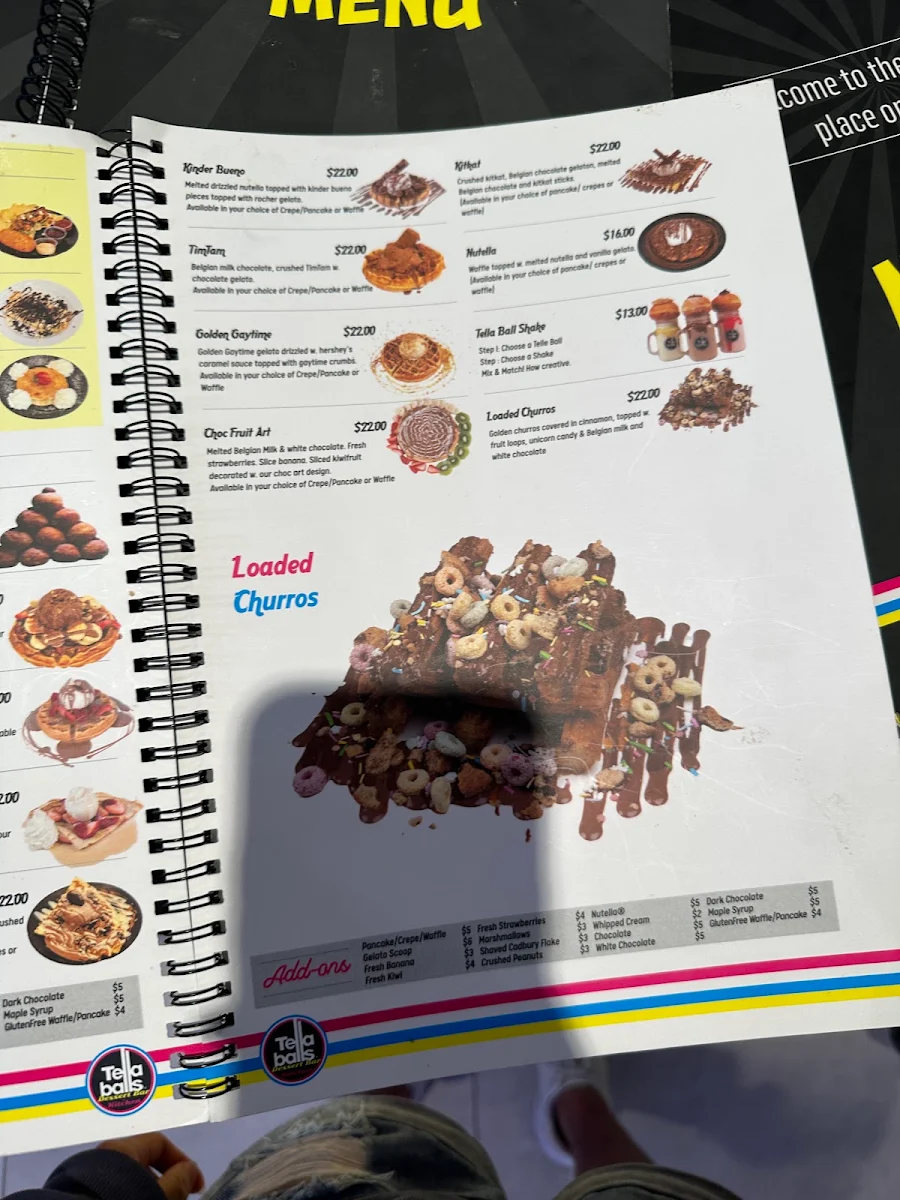 Menu, Tella Balls Dulwich Hill