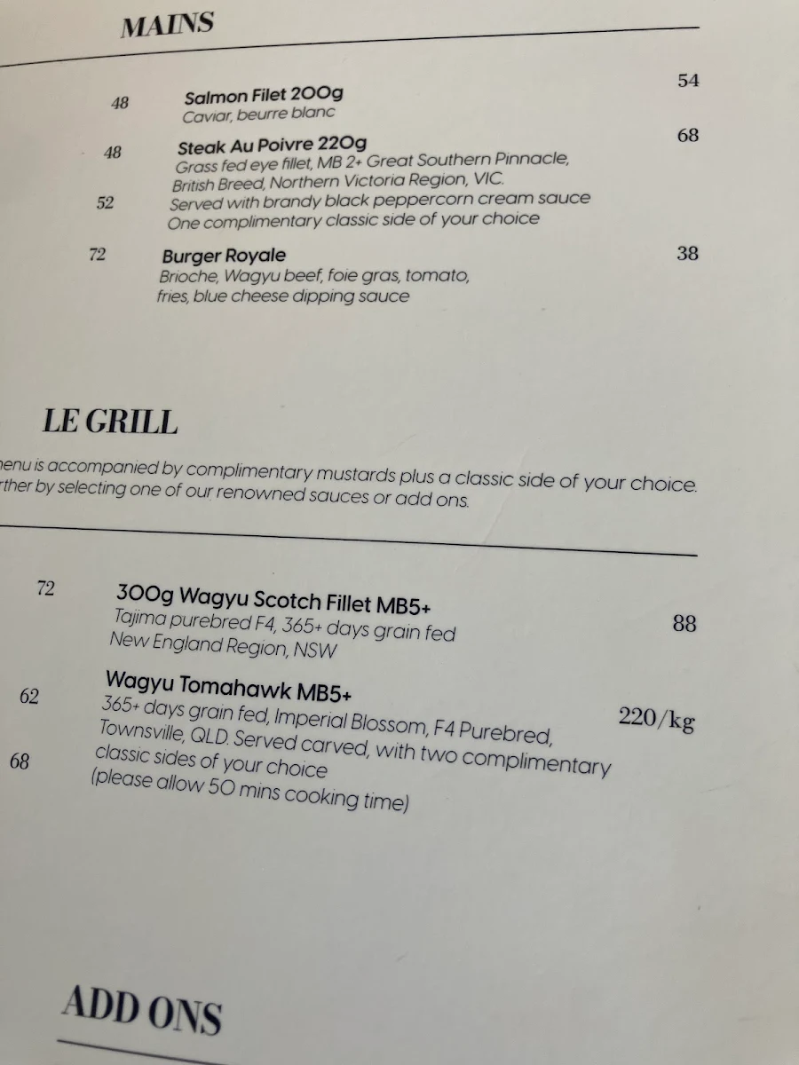 Menu, McDonald's Queen Street