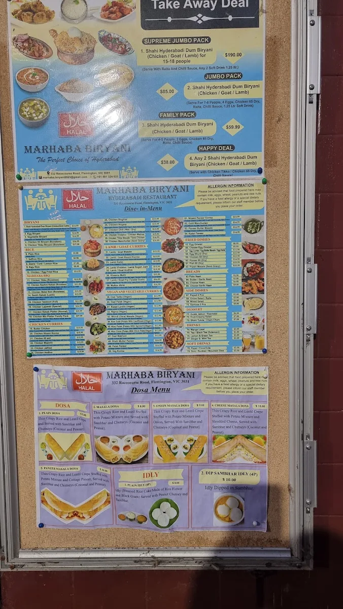 Menu, Marhaba Biryani