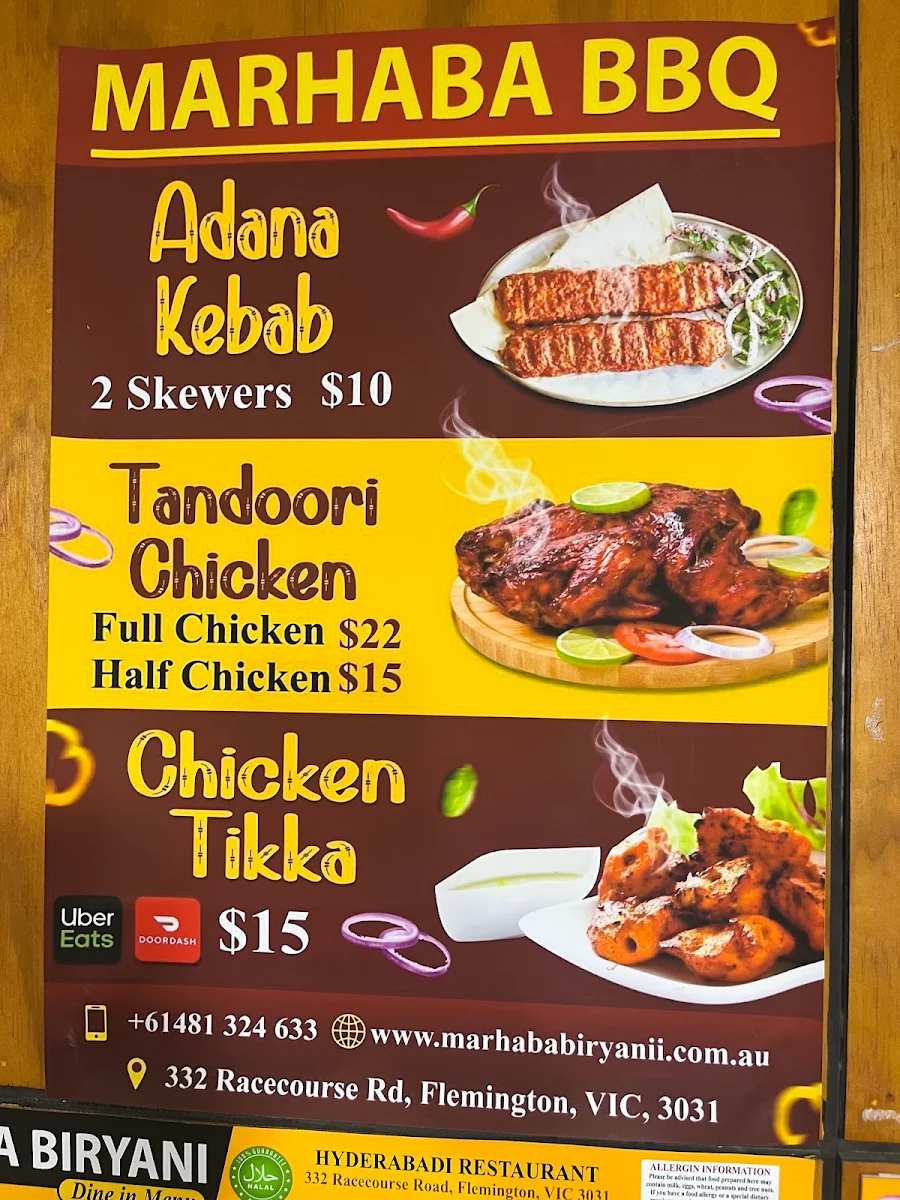 Menu, Marhaba Biryani
