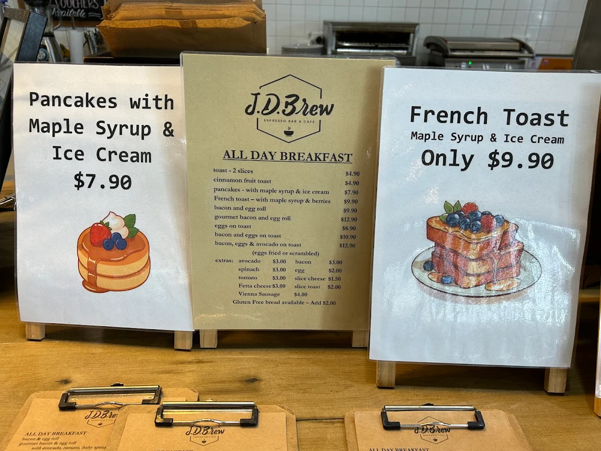 Menu, J.D. Brew Espresso Bar & Cafe